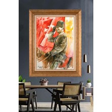 Giyense Özel Seri Altın Paspartulu Çerçeveli Atatürk Tablo TR985