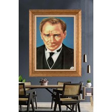 Giyense Özel Seri Altın Paspartulu Çerçeveli Atatürk Tablo TR1017