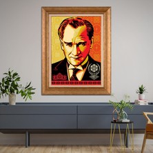 Giyense Özel Seri Altın Paspartulu Çerçeveli Atatürk Tablo TR1172