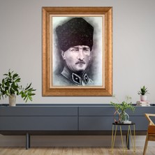 Giyense Özel Seri Altın Paspartulu Çerçeveli Atatürk Tablo TR600