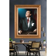 Giyense Özel Seri Altın Paspartulu Çerçeveli Atatürk Tablo TR852