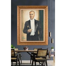 Giyense Özel Seri Altın Paspartulu Çerçeveli Atatürk Tablo TR1237