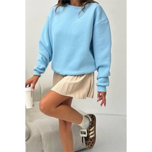Neşeli Butik Kadın 2 Iplik Pamuklu Bebe Mavi Sweatshirt NBG103