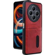 İrgit Store Xiaomi Redmi 14C Kılıf Sara Kartvizitli Deri Kılıf - Kırmızı