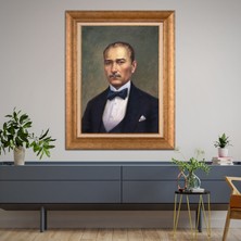 Giyense Özel Seri Altın Paspartulu Çerçeveli Atatürk Tablo TR534
