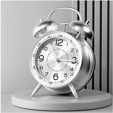 Hobimtek Yüksek Sesli Alarmlı Saat Büyük Boy Nostaljik Analog Çalar Saat Fosforlu Işıklı Alarmlı Metal Gövde Akar Saniyeli Sessiz Şarjlı Pilli Saat HT-860