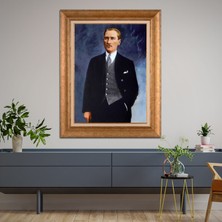 Giyense Özel Seri Altın Paspartulu Çerçeveli Atatürk Tablo TR669