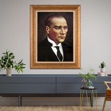 Giyense Özel Seri Altın Paspartulu Çerçeveli Atatürk Tablo TR388