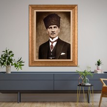 Giyense Özel Seri Altın Paspartulu Çerçeveli Atatürk Tablo TR624
