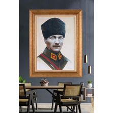 Giyense Özel Seri Altın Paspartulu Çerçeveli Atatürk Tablo TR897