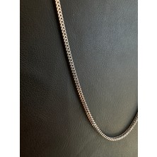 Luna Gümüş 1,5 mm Kare Oksitli Tilki Kuyruğu Erkek Gümüş Zincir