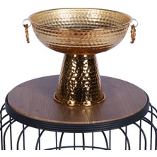 Yapay Çiçek Sitesi Metal Dekoratif Ayaklı Sunumluk Çiçeklik Küpeli Altın 19 cm