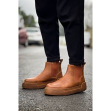 Zapatos CH069 Harmany Erkek Spor Günlük Chelsea Tipi Bağcıksız Cilt Bot Ctt - Taba