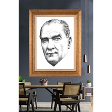 Giyense Özel Seri Altın Paspartulu Çerçeveli Atatürk Tablo TR1007