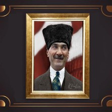 Giyense Özel Seri Altın Paspartulu Çerçeveli Atatürk Tablo TR485