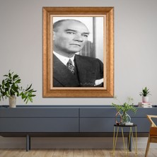 Giyense Özel Seri Altın Paspartulu Çerçeveli Atatürk Tablo TR803
