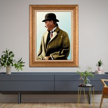 Giyense Özel Seri Altın Paspartulu Çerçeveli Atatürk Tablo TR623