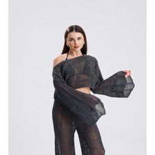 Yuga Knitting Kadın Triko Örgü Basic Pantolon-Üst Takım Kombin Plaj Elbisesi