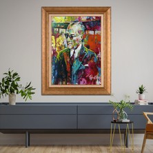 Giyense Özel Seri Altın Paspartulu Çerçeveli Atatürk Tablo TR229