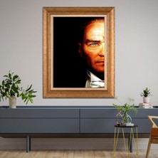 Giyense Özel Seri Altın Paspartulu Çerçeveli Atatürk Tablo TR337