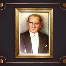 Giyense Özel Seri Altın Paspartulu Çerçeveli Atatürk Tablo TR479