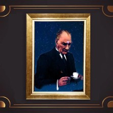 Giyense Özel Seri Altın Paspartulu Çerçeveli Atatürk Tablo TR512