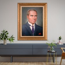 Giyense Özel Seri Altın Paspartulu Çerçeveli Atatürk Tablo TR1093