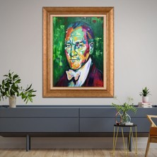 Giyense Özel Seri Altın Paspartulu Çerçeveli Atatürk Tablo TR540
