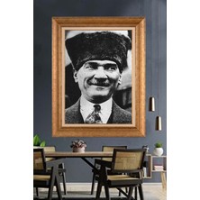 Giyense Özel Seri Altın Paspartulu Çerçeveli Atatürk Tablo TR839