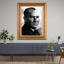 Giyense Özel Seri Altın Paspartulu Çerçeveli Atatürk Tablo TR1059