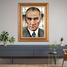 Giyense Özel Seri Altın Paspartulu Çerçeveli Atatürk Tablo TR1079
