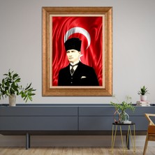 Giyense Özel Seri Altın Paspartulu Çerçeveli Atatürk Tablo TR411