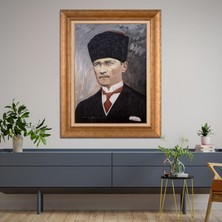 Giyense Özel Seri Altın Paspartulu Çerçeveli Atatürk Tablo TR535