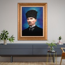 Giyense Özel Seri Altın Paspartulu Çerçeveli Atatürk Tablo TR564