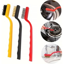 3'lü Tel Fırça Seti Pas Sökücü Çelik Pirinç Naylon Metal Temizlik Fırçası Pas Sökme Multi Ince Fırça