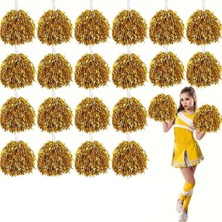 DS LLC 10 Çift ( 20 Adet ) Altın Renk 23 Nisan 19 Mayıs 29 Ekim Okul Gösteri Ponponları Iegtgrs-34