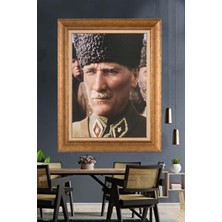 Giyense Özel Seri Altın Paspartulu Çerçeveli Atatürk Tablo TR1131