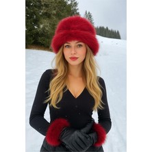 Neşeli Butik Kadın Kırmızı Peluş Kalpak Şapka NBAKS001