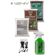 Veniv Organik Bitki Bakım Seti Dikim Seti Hediye-Torf 2l-Cocopeat 2l-Perlit 2l Cactus 500 ml Besin