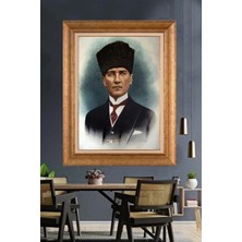 Giyense Özel Seri Altın Paspartulu Çerçeveli Atatürk Tablo TR1220