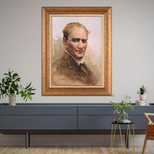 Giyense Özel Seri Altın Paspartulu Çerçeveli Atatürk Tablo TR531