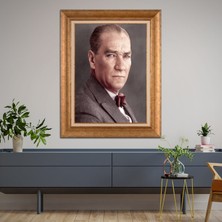 Giyense Özel Seri Altın Paspartulu Çerçeveli Atatürk Tablo TR1031