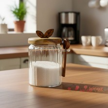 Kirazev Akasya Kaşıklı Kavanoz, Borosilikat Cam 650 ml