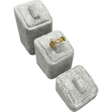 Megass Dekor Süet Kumaş Gri Renk Üçlü Takım Yüzük Sergileme Aksesuar