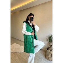 Neşeli Butik Kadın Çift Taraflı Kapüşonlu Şişme Yelek NM017