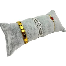 Sezgin Kutu ve Aksesuar Saat Bileklik ve Takı Yastığı 20 cm Gri Süet