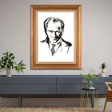 Giyense Özel Seri Altın Paspartulu Çerçeveli Atatürk Tablo TR589
