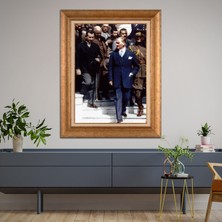 Giyense Özel Seri Altın Paspartulu Çerçeveli Atatürk Tablo TR753