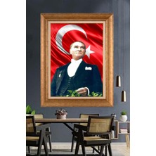 Giyense Özel Seri Altın Paspartulu Çerçeveli Atatürk Tablo TR916