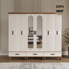 Comiet Zen 6 Kapak Mdf Ayaklı Tasarım Aynalı Country Gardırop